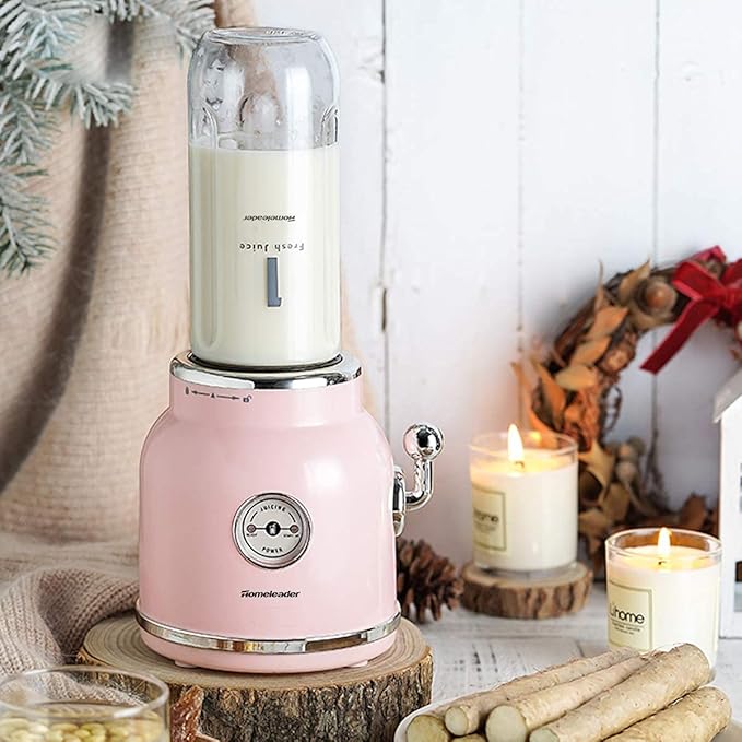 Smoothie Blender, Homeleader Portable Personal Blender with 6 Sharp Blades for Shakes and Smoothies, 21oz Travel Cup and Lids, Pink