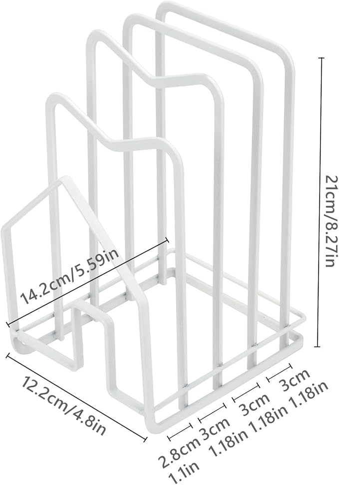 Kitchen Countertop Pots Pan Lids Rack (White)