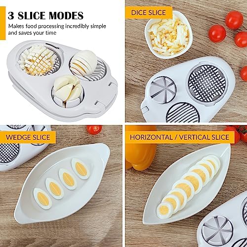 Egg Slicer for Hard Boiled Eggs - 3 Slice Modes and Clear Plastic Placemats Set of 2 - Table Protector, Bundle