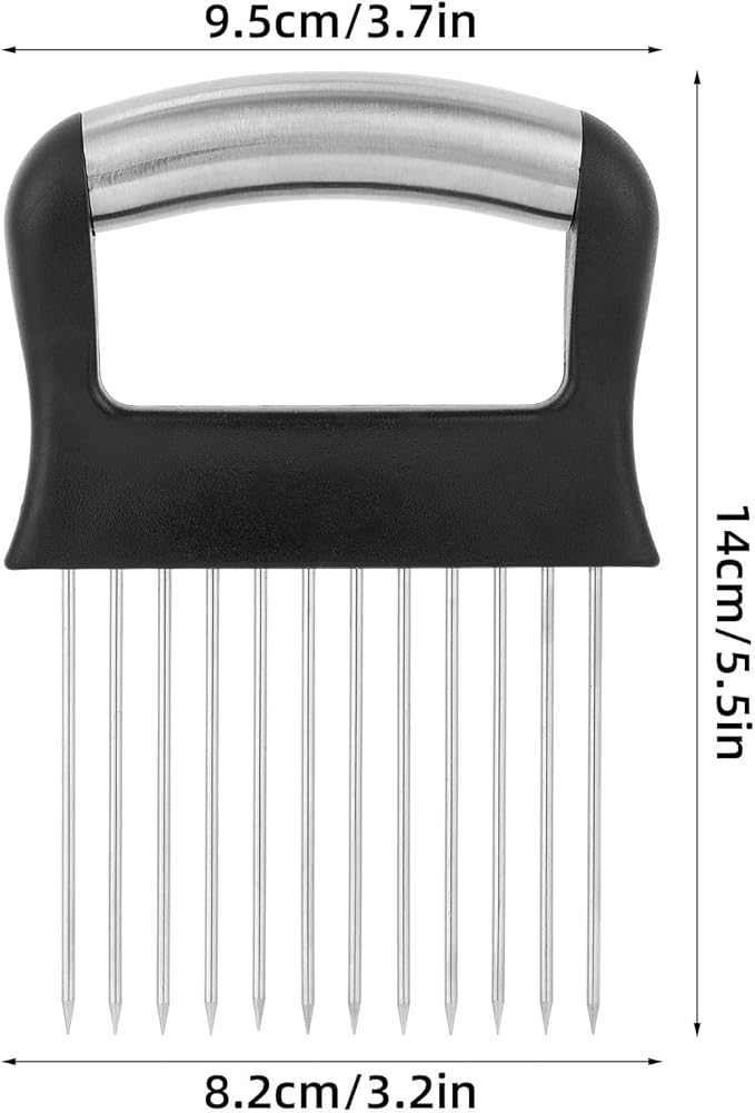Extra-Large Onion Holder for Slicing, Stainless Steel Tomato and Potato Slicer with Long Needles Versatile Kitchen Food Slicing Guide Meat Tenderizer Tool for Meat Onion Tomato Potato
