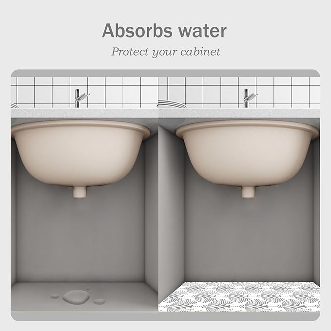 Under The Sink Mat, 24 X 36 in, Durable Premium Mats Protect Kitchen and Bathroom Cabinets (Grey3)