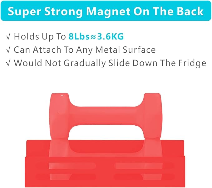 Magnetic Spice Rack for Refrigerator, Metal Spice Rack Organizer, Magnetic Shelf for Fridge 4Pack Red