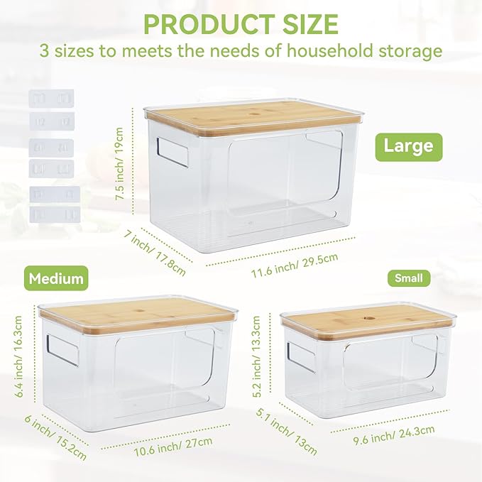 OTraki 3 Pack Trash Bag Holder Dispenser with Lid Plastic Garbage Bag Dispenser Stackable & Wall-mounted, Trash Bags Organizer Under Sink for Kitchen, Pantry Cabinet Organizer and Storage