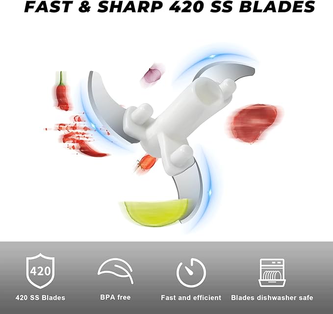 Mini Manual Vegetable Chopper Portable Pull String Food Chopper 170ml - Sharp Blades Garlic Mincer with Container Onion Cutter for Ginger, Chili, Fruit, Meat, Nuts