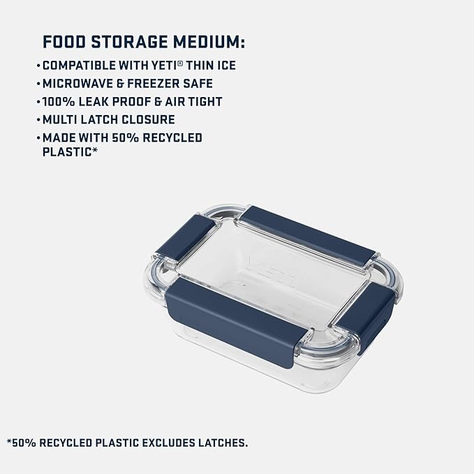 YETI Plastic Food Storage Container, BPA Free, Locking & Airtight Lid, Microwave, Freezer, and Dishwasher Safe, Leak-Proof, Cooler and Thin Ice Compatible