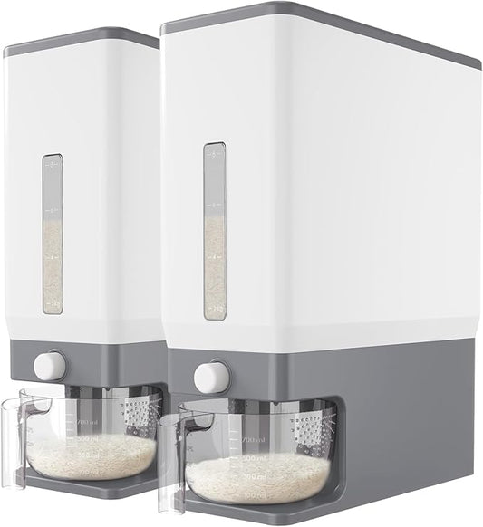 2 Pack Rice Dispenser 25 Lbs(11.3kg), Grey