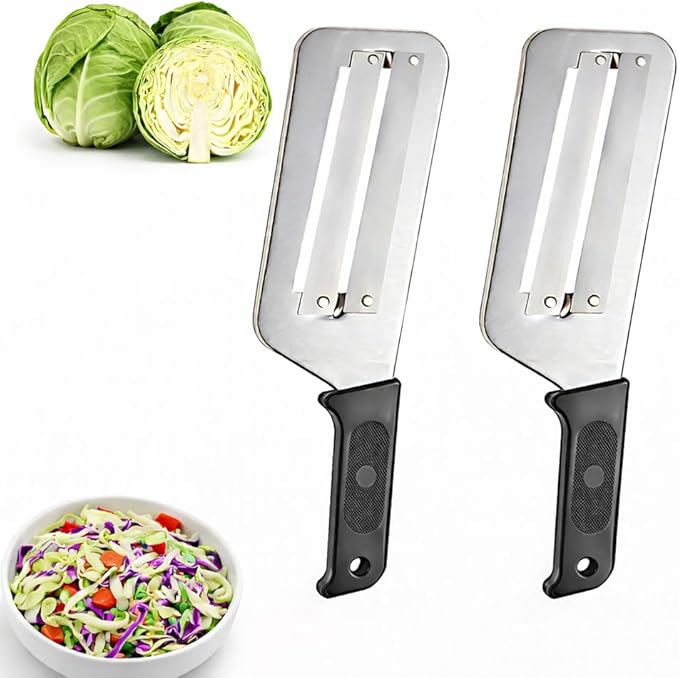 2Pcs Cabbage Shredder Vegetable Peeler Coleslaw Cutter,Stainless Steel Slicer Knife for Lettuce Chopper,Multifunctional Kitchen Tool,Graters Manual Handheld Blade Salad Sauerkraut