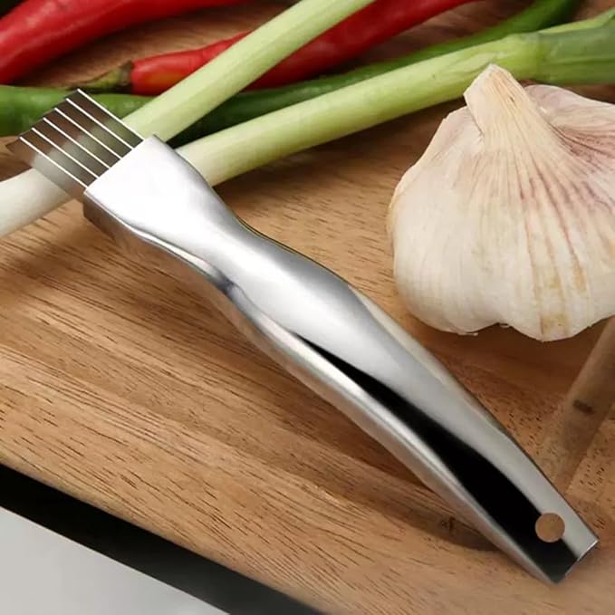2Pack Green Onion Slicer, Multi-Blade Kitchen Herb Cutter, Professional Scallion Shredding Tool (2, Silver)