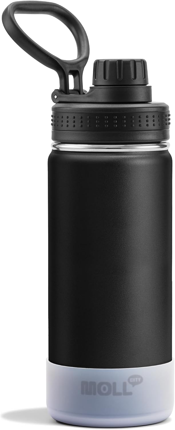 Kids Insulated Water Bottle,16 oz Stainless Steel,Black