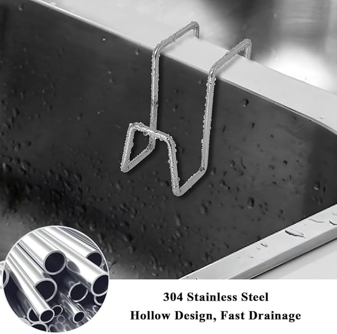 4 Pcs Sponge Holder for Kitchen Sink Movable Hanging Sponge Caddy Organizer Stainless Steel Multipurpose Double Bowl Sink for Brush Quick Drying Dish Sponge Holde