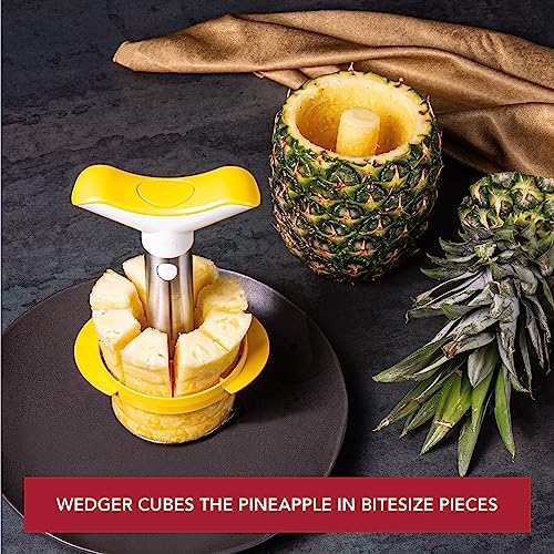 4874360, Pineapple Slicer & Wedger Stainless Steel/Yellow