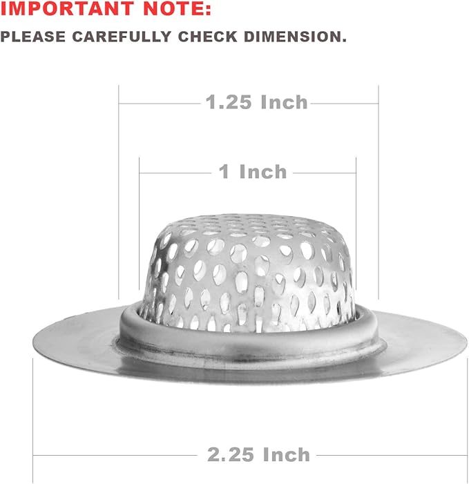4 Pcs - Bathroom Sink Strainers and Stopper Plug (Use Separately) - 2.125" Top / 1" Basket, Stainless Steel Strainers and Rubber Plug Stopper for Standard Bathroom, Utility, Slop and RV Sink.