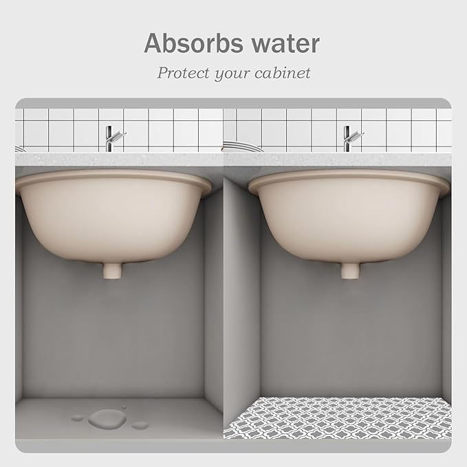 Under The Sink Mat, 24 X 36 in, Durable Premium Mats Protect Kitchen and Bathroom Cabinets (Grey2)