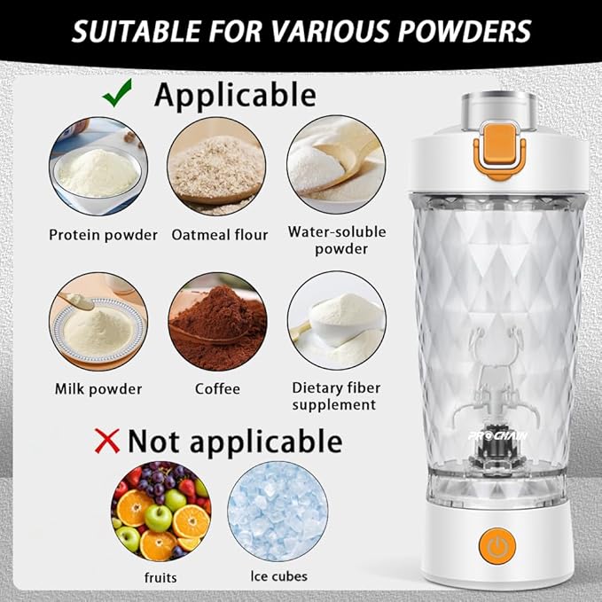 PROCHAIN Electric Protein Shaker Bottle, Protein Shakes Mixer, Portable Pre Workout Self Mixing Cup, Made with BPA-Free Tritan, 22oz