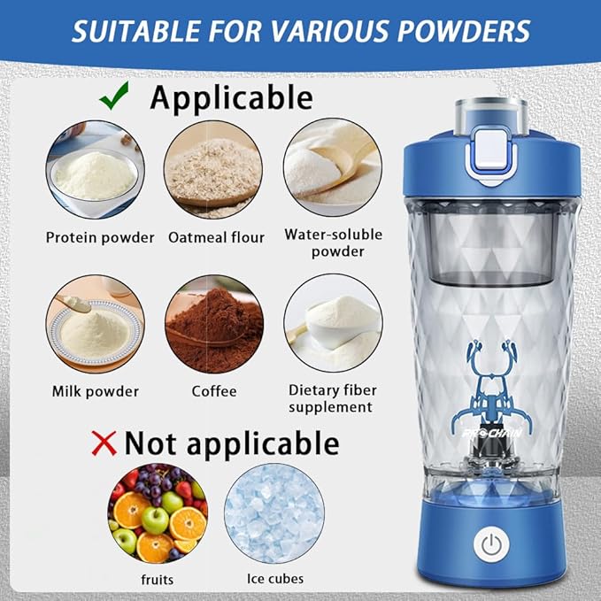 PROCHAIN Electric Protein Shaker Bottle, Protein Shakes Mixer, Portable Pre Workout Self Mixing Cup, Made with BPA-Free Tritan, 22oz