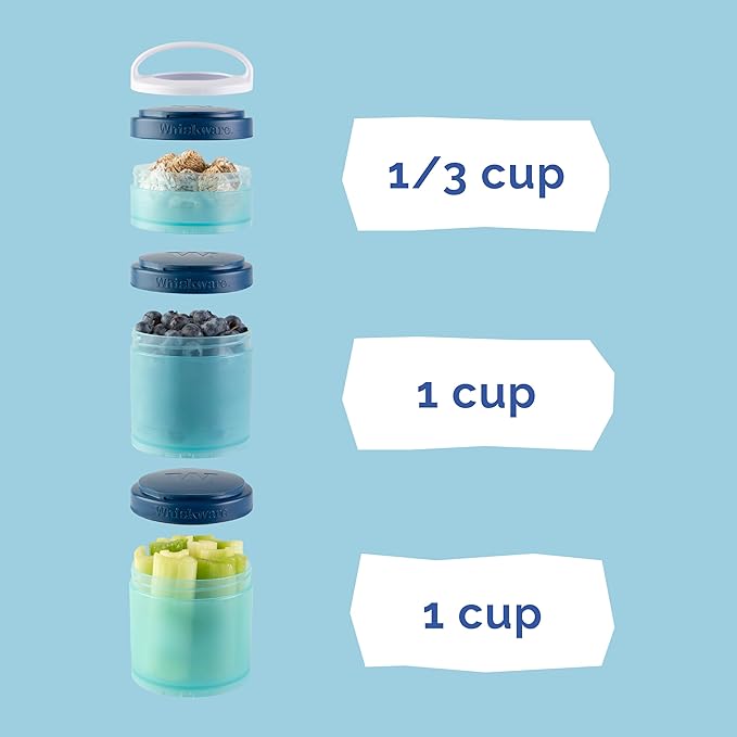 Whiskware Disney Mickey Mouse and Friends Stackable Snack Containers for Babies, Toddlers, and Kids, 3 Stackable Snack Cups for School and Travel, Cupholder Friendly, Squad!
