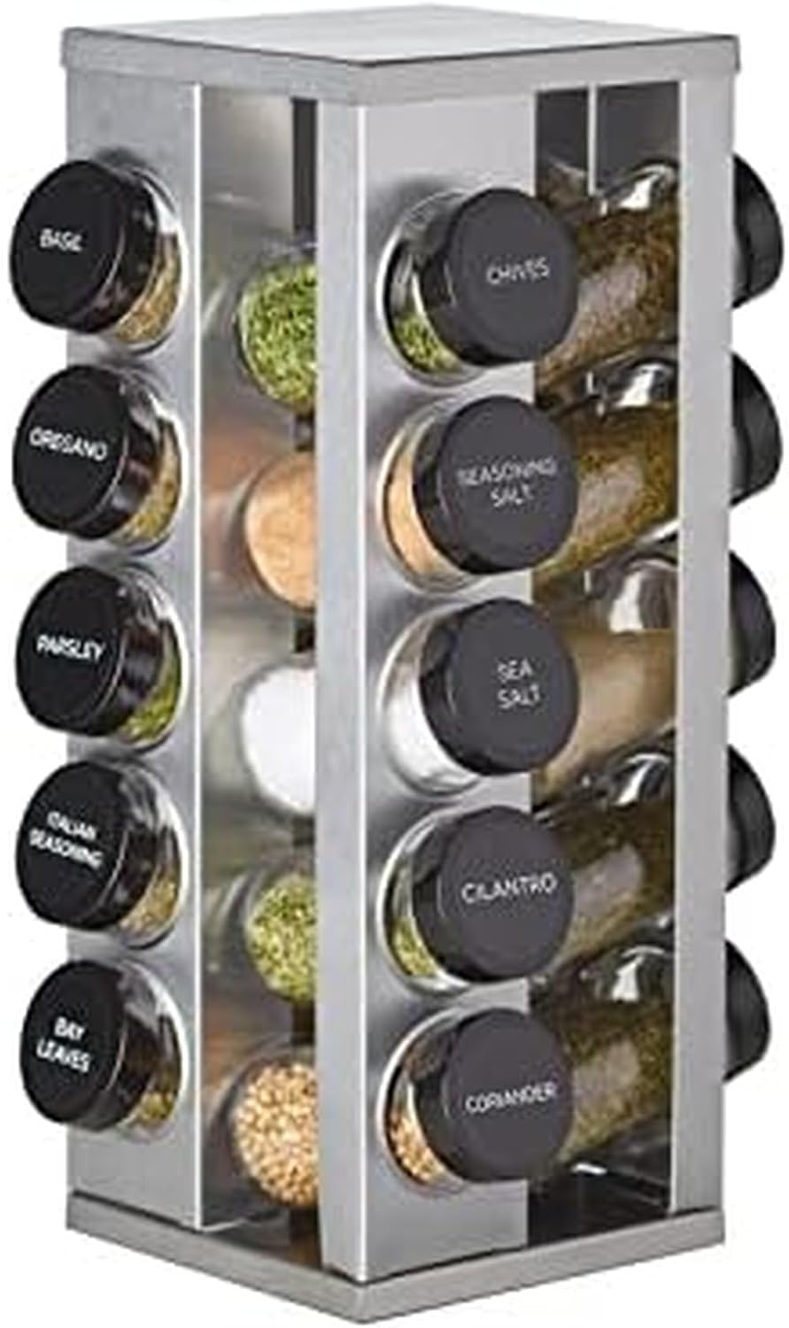 Heritage 20-Jar Revolving Spice Rack Stainless Steel