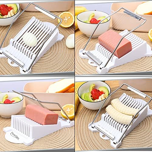 FENGCHEN Spam Slicer, Easy Luncheon Meat Cutter with Stainless Wires, Multi-purpose Soft Food Cutter for Luncheon Meat, Fruit of Kitchen Home Use, Durable and Rust Resistant Food Prep Accessory,White - Image 5