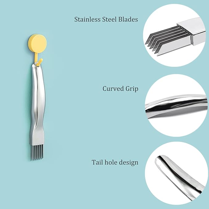 Kitchen Scallion Cutter Shred Knife with Stainless Steel Scallion Cutter Green Onion Cutter Slicer, Garlic Cutter Shredder, and Food Speedy Chopper Tool for Kitchen Restaurant Hotel