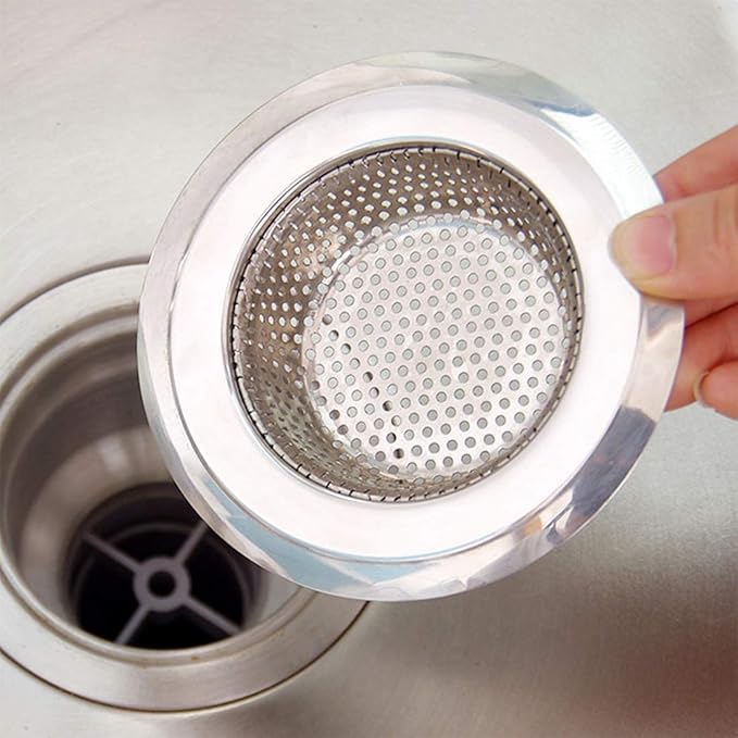 CORNERJOY 4.5 Inch Diameter Rim Heavy Duty Stainless Steel Kitchen Sink Basket Strainer, Large (Pack of 2)