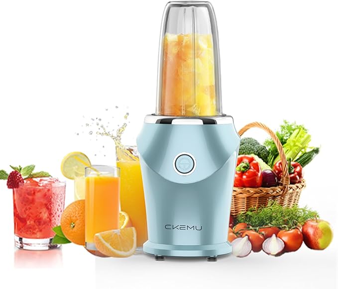 Portable Blender Mint Blue,Personal Blender with 13.5oz ABS Cup, 4-Blade Stainless Steel, One-Button Operation for Smoothies, Shakes, Juices - Home, Office, Gym, Travel
