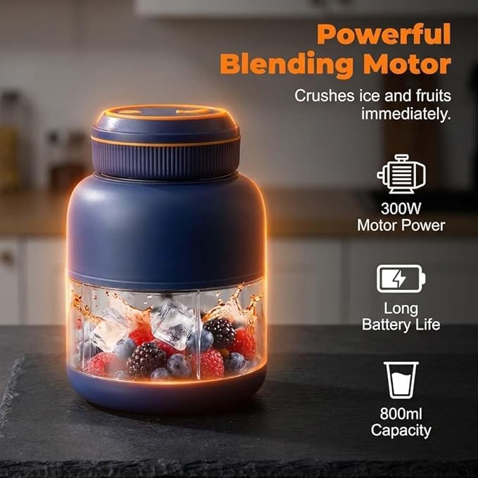 Wireless Juicer Cup, 1300ml Portable Electric Juicer Cup,USB Rechargeable Electric Juicers Cups with Dual Lid, 180w with 38-Blades,Portable Blender for Shakes Smoothies