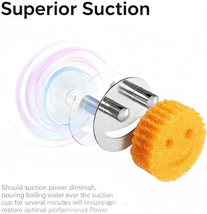 Yoshiky Stainless Steel Smiley Face Dish Sponge Holder, Silver Sink Caddy Organizer Storage with Suction Cup for Kitchen, Kitchen Sink Accessories Decor Scrubber Holder with Gift Box