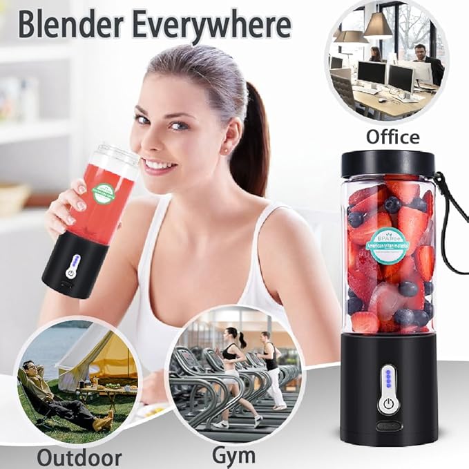 Portable Blender for Smoothies and Shakes, USB-C Rechargeable Personal Blender with 6 Stainless Steel Blades, Mini Juicer BPA Free, Portable Juicer for Kitchen Gyms Office Travel Outgoing