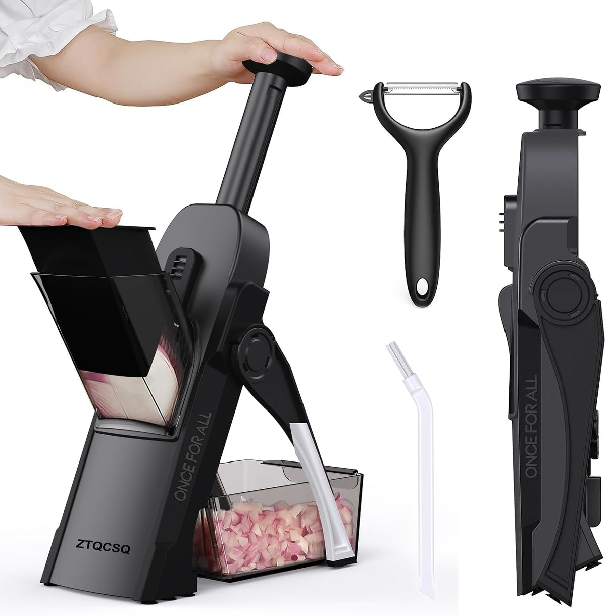 5 in 1 Adjustable Safe Mandoline Slicer for Kitchen with Paring Knife
