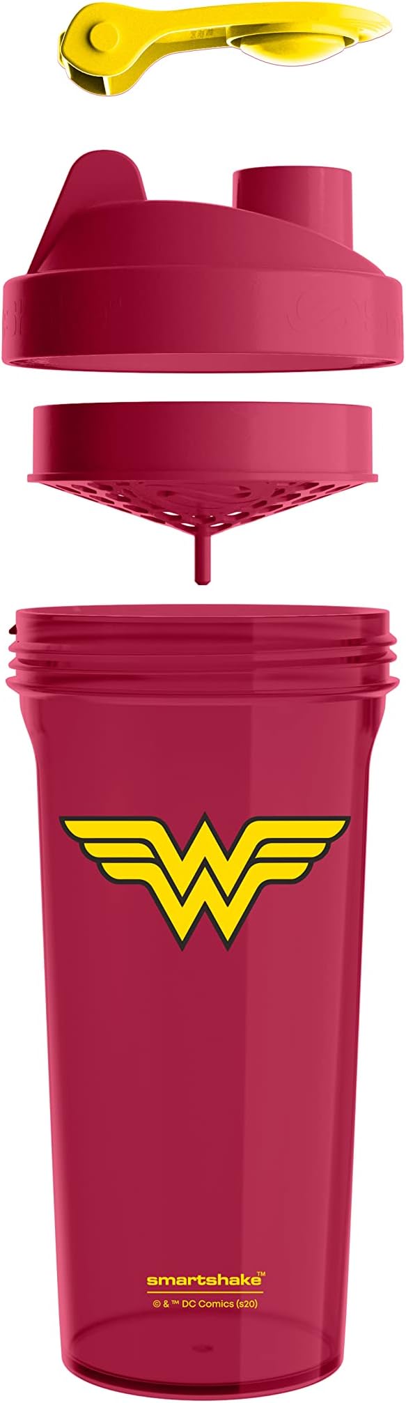 Smartshake Lite Justice League Protein Shaker Bottle 800ml – DC Comics Water Bottle, Leakproof BPA Free Gym Shaker Bottle for Protein Shakes And Protein Powder - Wonder Women Logo