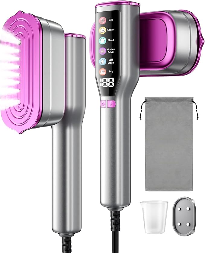 DIGIX 2-in-1 Steamer & Iron, 10s Heat-up, LED Display, 6 Modes, 130ml Large Tank, Self Clean, 1200W Travel Steamer for Clothes, Portable Handheld Garment Steamer for Travel Home Office, Auto-off, 120V