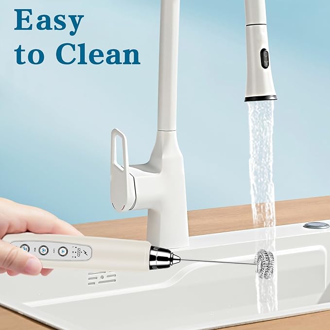 BSRGMS Milk Frother Handheld for Coffee, Electric Whisk 3 Speed Adjustable, Drink Mixer with Stainless 3 Whisks, Rechargeable Hand Frother Wand, for Latte Cappuccino Hot Chocolate Egg Beige