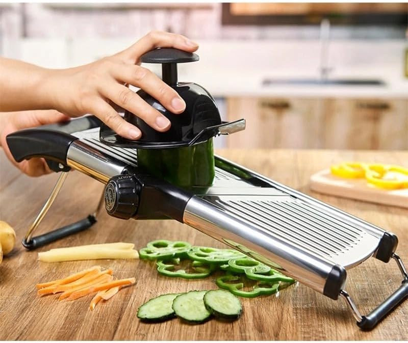 Adjustable Mandoline Food Slicer, Mandoline Slicer for Kitchen, Mandolin, Potato, Tomato, Carrot, Vegetable, Fruit and Onion Cutter - Stainless Steel - INCLUDING 1 Pair - Image 2