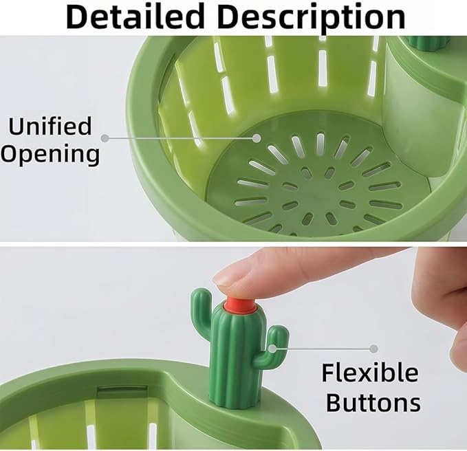 Cactus Kitchen Sink Drain Strainer, 2026 Upgrade Press Automatic Dumping Basket, Multi-Functional Anti-Clogging Kitchen Drainer With Lifting Handle (A+B)