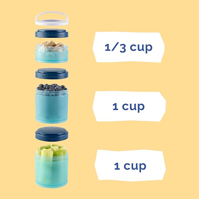 Whiskware Bluey Stackable Snack Containers for Babies, Toddlers, and Kids, 3 Stackable Snack Cups for School and Travel, Cupholder Friendly, Bluey, Chloe, Bingo, and Lila, Best Buddies!