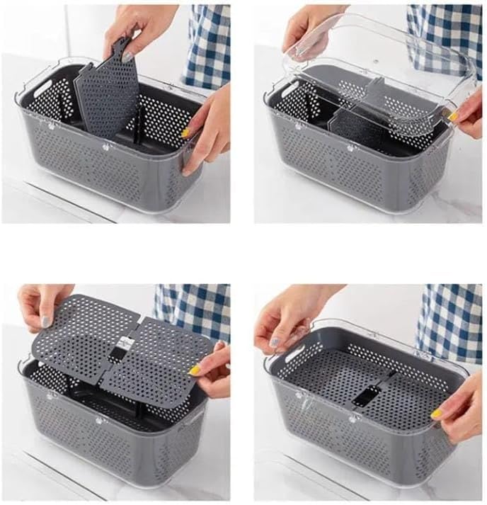 22-in-1 Multifunctional Vegetable Slicer Chopper with Container, Manual Food Dicer Set, Green and Gray, Includes Peeler and Grater Blades - Image 5