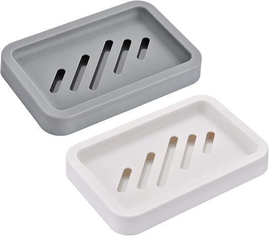 2PCS Draining Soap Dishes, Dishwashing Sponge Soap Holder with Water Tray