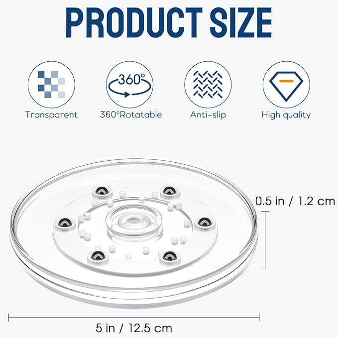 5 inch Small Lazy Susan,Lazy Susan Turntable for Cabinet,Clear Plastic Lazy Susan Organizer for Spice Rack,Makeup Cake Table Top