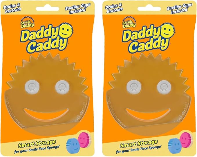 Scrub Daddy Holder for Sink Caddy Dish Sponge & Cleaning Organiser, Quick Dry Kitchen Accessory, Bathroom Organiser, Washing Accessories, Under Sink Sponge Holder 2 Pack