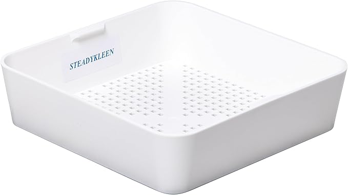 8.5-inch Floor Sink Drain Cover Alternative, Square Drain Basket for Restaurants, Use Below 3 Compartment Sink. Sink Strainer with 0.19-inch Holes, Versatile Plastic Drain Screen Basket