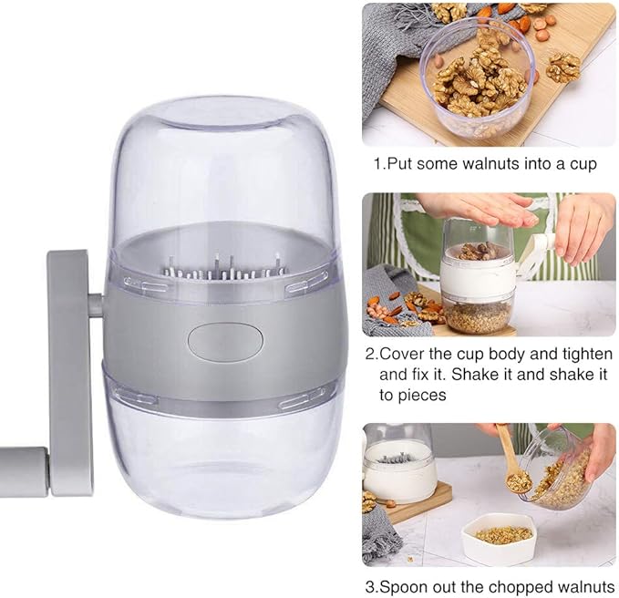 Food Chopper Nut Chopper Grinder Hand Crank For All Nuts Walnut Pecans, Kitchen MultiChopper Shredder For Making Toppings