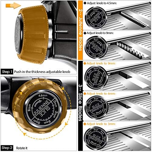 MASTERTOP 2 types Adjustable Mandoline Food Slicer Vegetable Slicer for Kitchen Julienne Slicer with Safety Gloves - Image 4