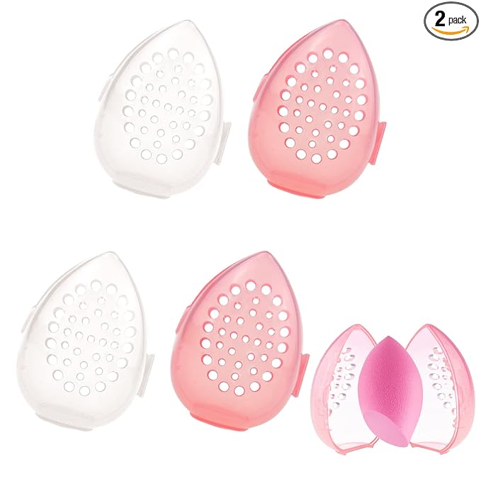 4 PACK Makeup Sponge Beauty Blender Container Travel Case for Drying and Storing Makeup Beauty Foundation Sponge