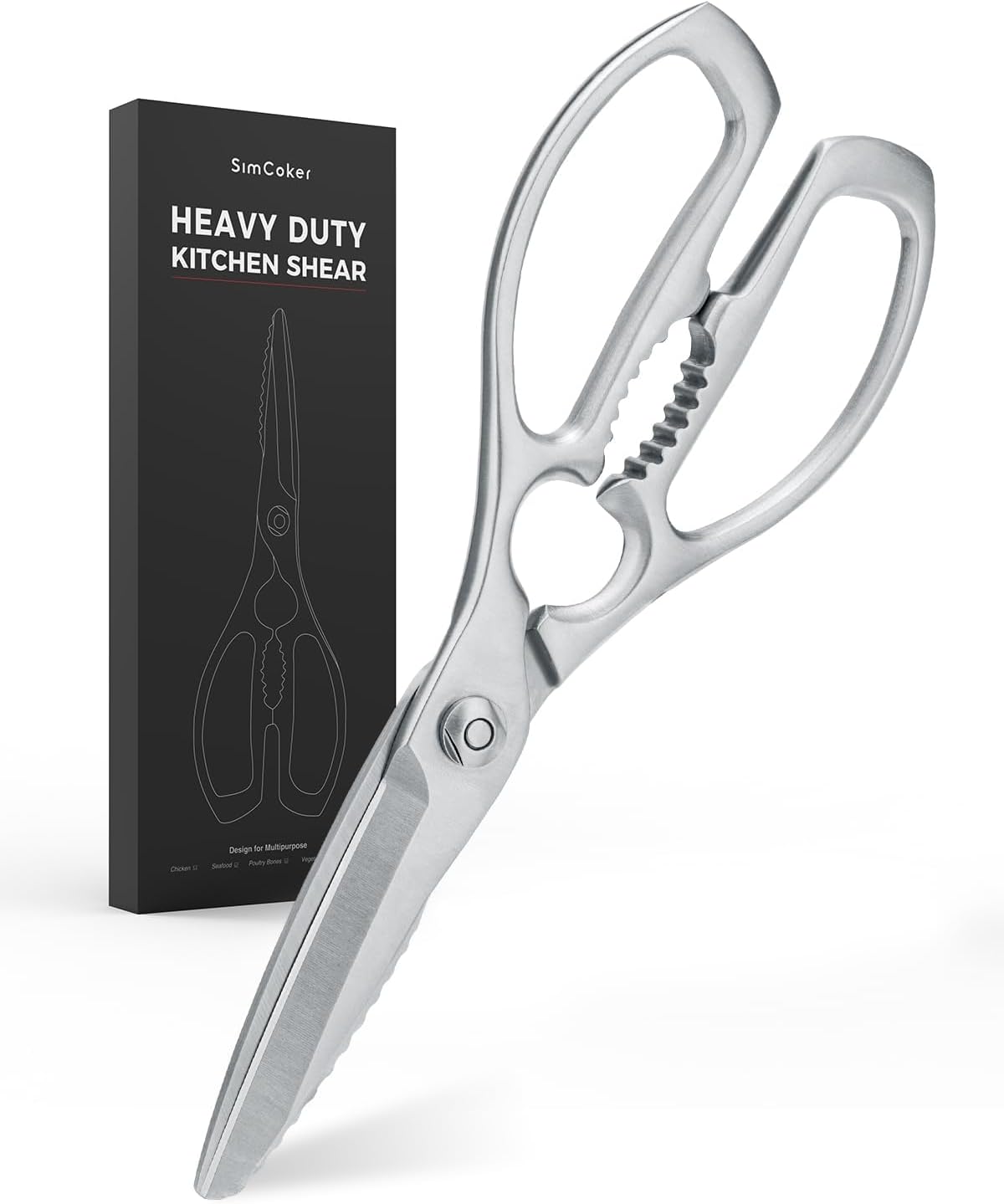 Kitchen Scissors, Forged Stainless Steel Shears for Meat and Vegetables