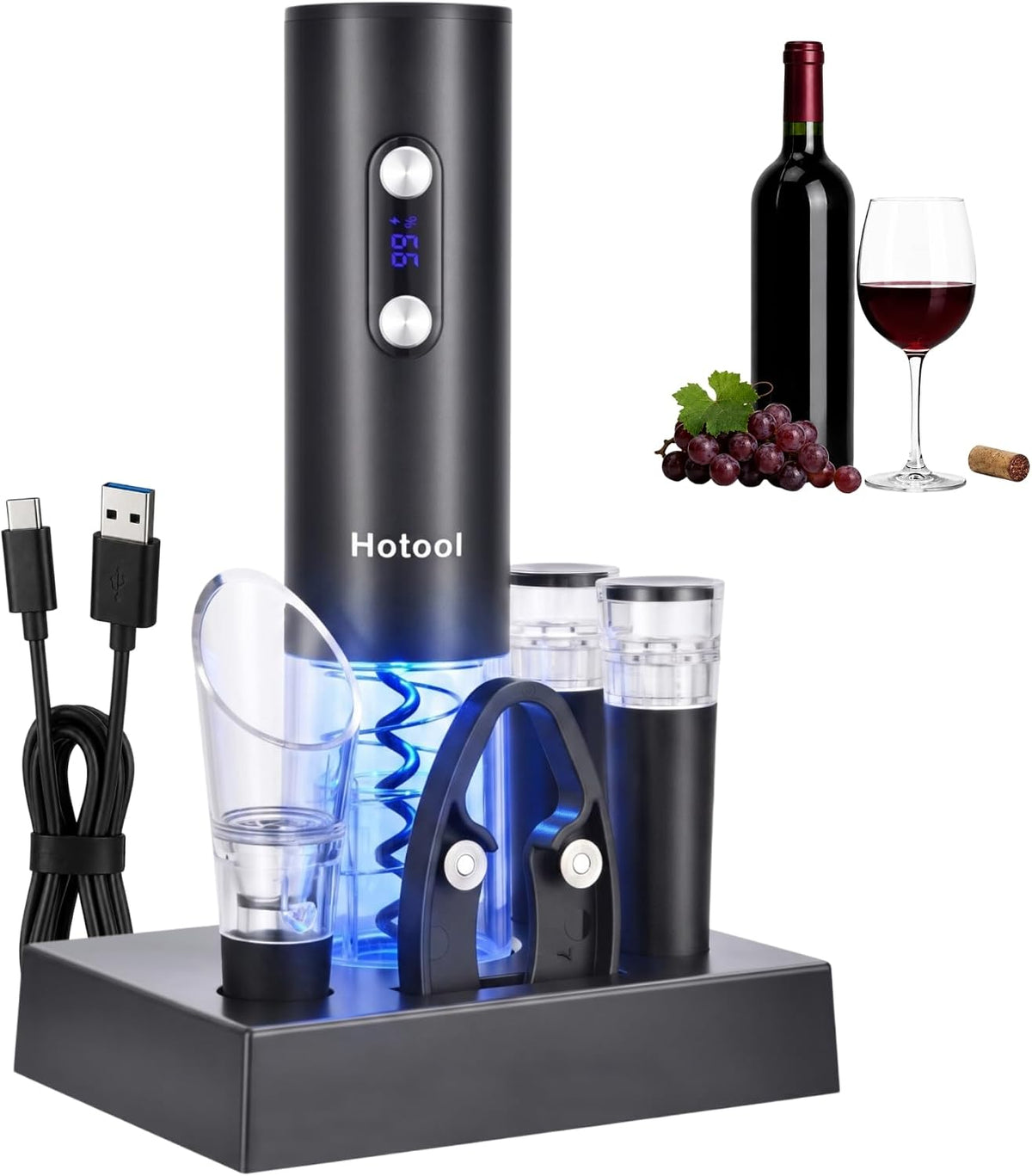 Rechargeable Electric Wine Opener Gift Set with LED Display