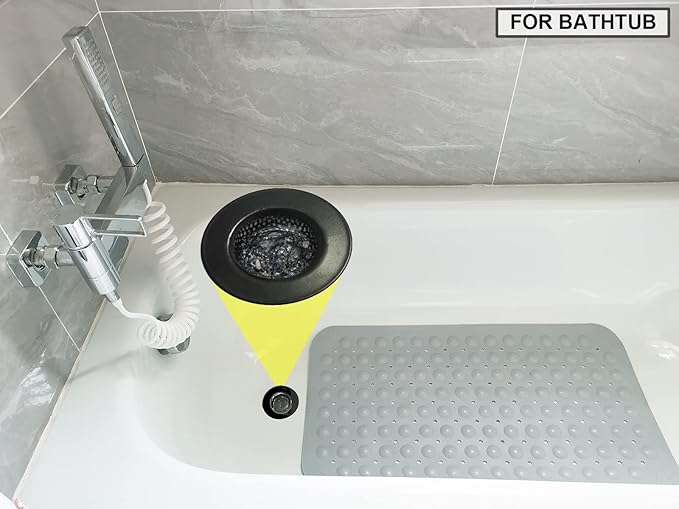 Seatery 1.75" Bathtub Drain Strainers, Shower Drain Hair Catchers, Stainless Steel Drain Filter Cover for Bathroom Laundry Floor Drain, Fit for 1.75"-3.0" Drain Hole Black