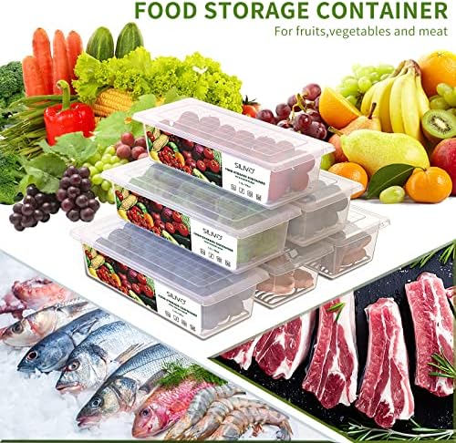 6 Pack 1.5L Fruit Storage Containers for Fridge with Removable Drain Tray