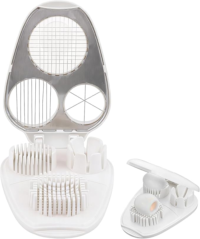 3 in 1 Boiled Egg Slicer, Manual Egg Slicer for Hard Boiled Eggs, 3 Slice Modes Chopper Cutter Stainless Steel Dicer, Kitchen Gadget for Butter Strawberry Tomato, Labor Saving