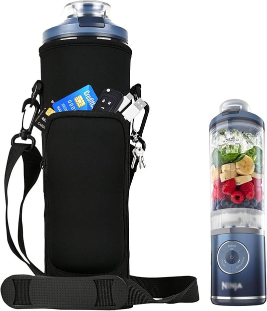 Storage Sleeve Bag for Ninja Blast Max Portable Blender with Shoulder Strap and Accessory Pocket compatible with BC251NV/BC251IV/BC251GY/BC251MT/BC251PK/BC251LD/BC251SL, 22 oz (Black)