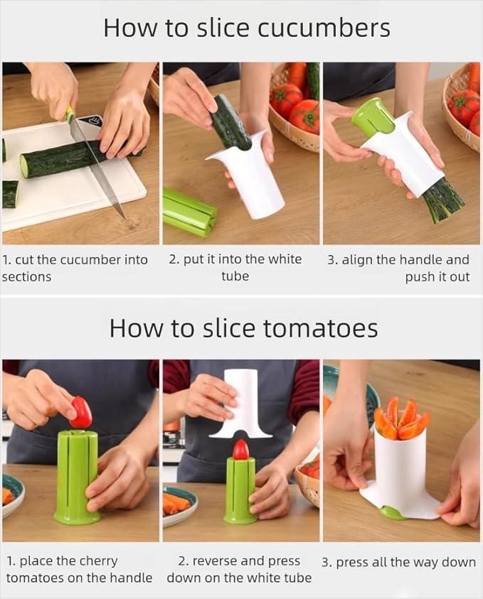 Grape Cutter, Carrot Slicer, Tomato Cutter & Cucumber Slicer in One, Multi Purpose Fruit & Vegetable Cutter,Perfect for Healthy Snacks and Baby Food